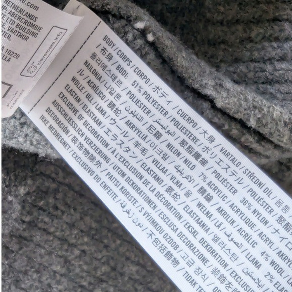 Abercrombie Brushed Wool Blend Crewneck Sweater Gray M - Picture 6 of 7